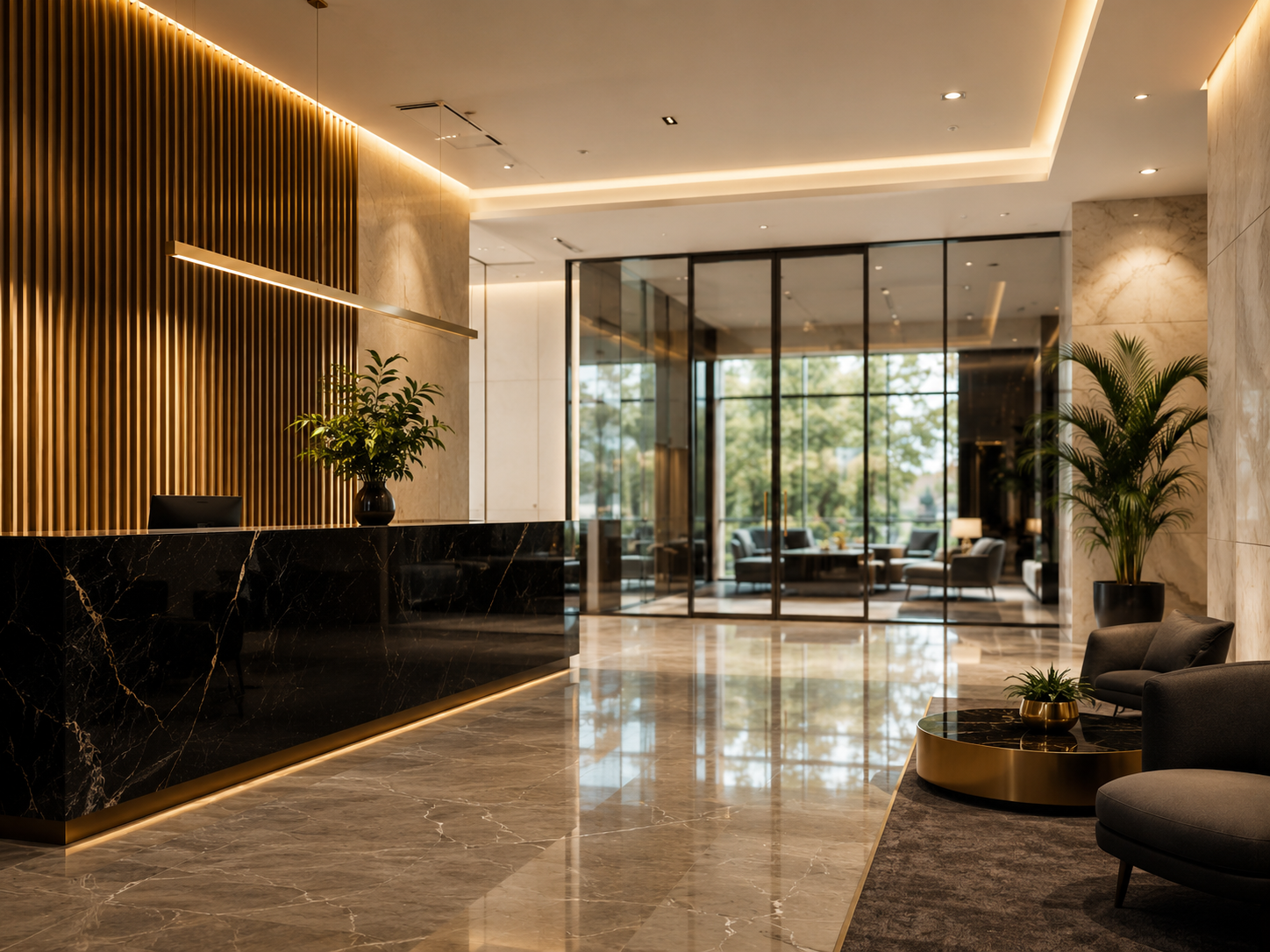Polished commercial office lobby